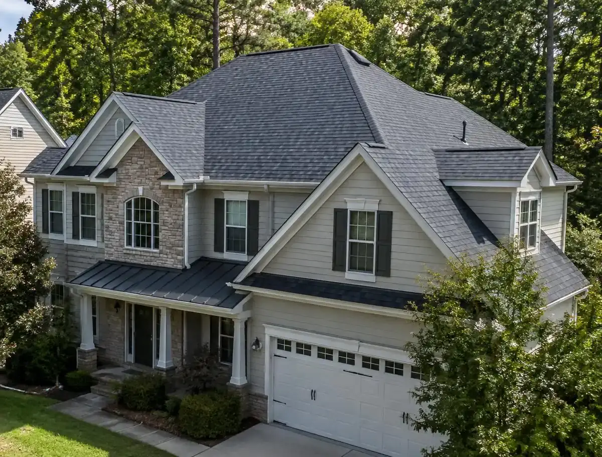 Raleigh home with a naturally detailed charcoal architectural shingle roof and accurate flashing